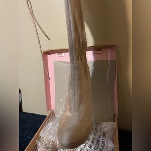 Taupe over the knee boots